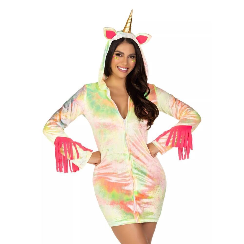 Halloween Enchanted Unicorn Colorful Costume Magical Adult Size XS